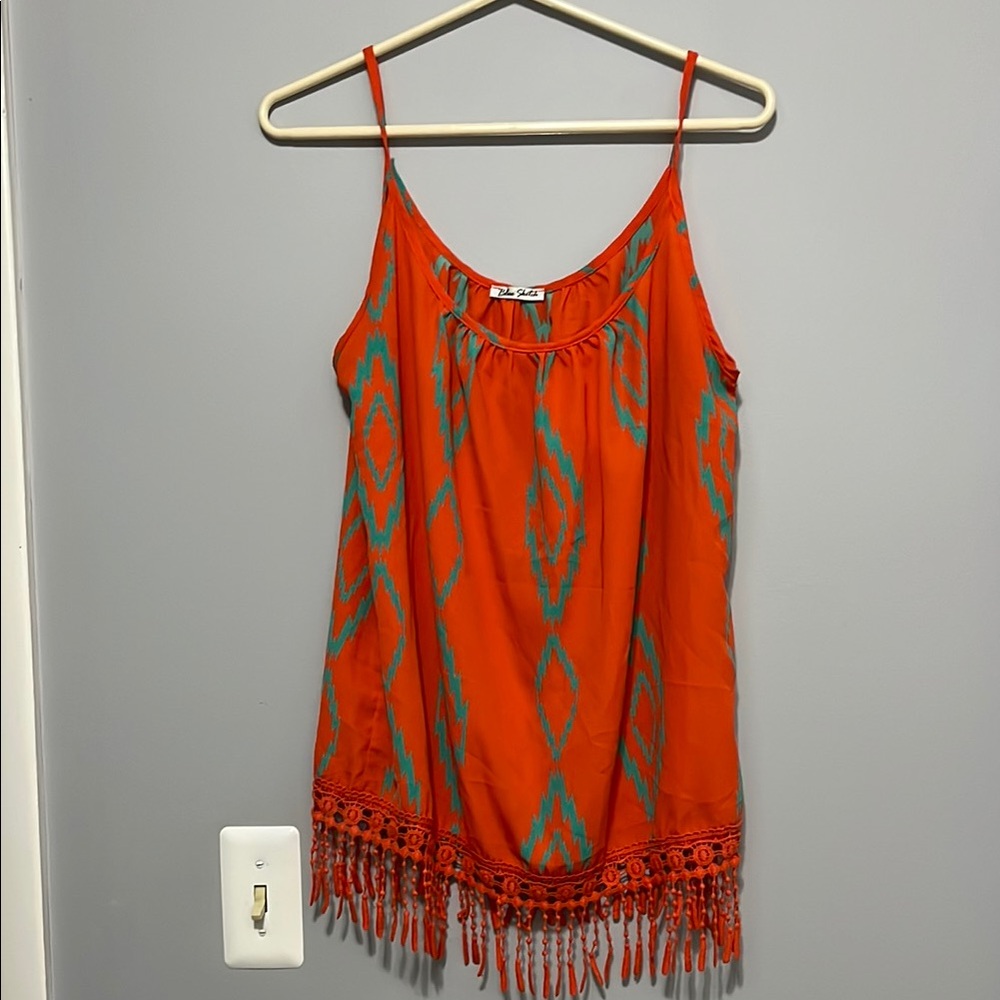 Blue Sketch Orange and Green Tank